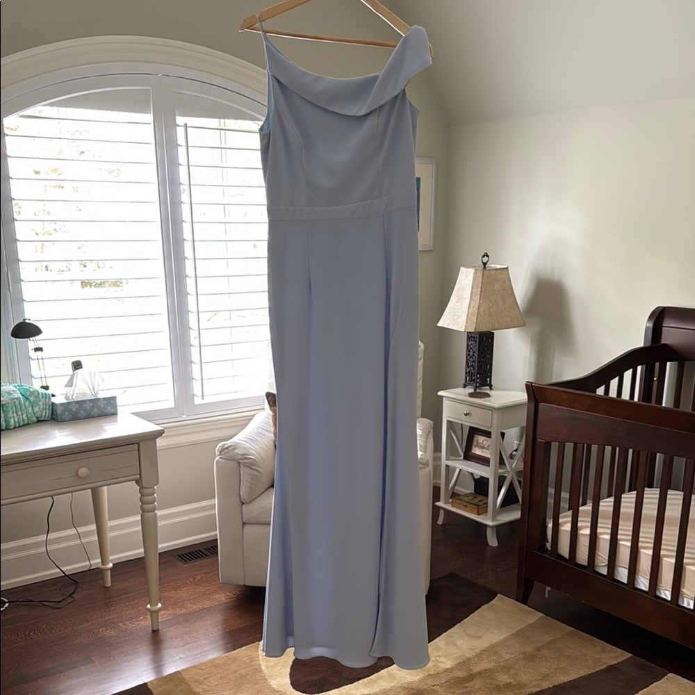 Xscape Blue One Shoulder Sleeveless Gown